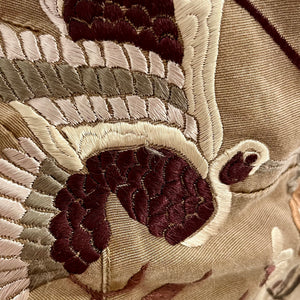 John Galliano Brown & Cream Floral Embroidered Cotton Wrap Jacket