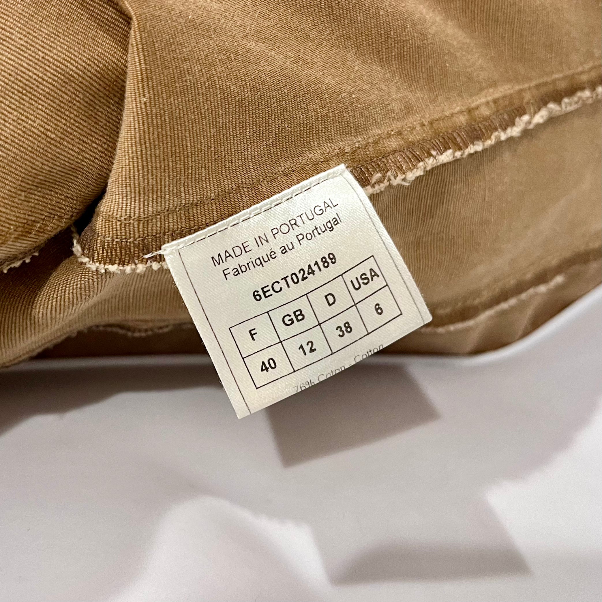 John Galliano Brown & Cream Floral Embroidered Cotton Wrap Jacket