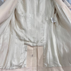 John Galliano Cream Wool Classic Jacket with Floral Embroidered Appliqués