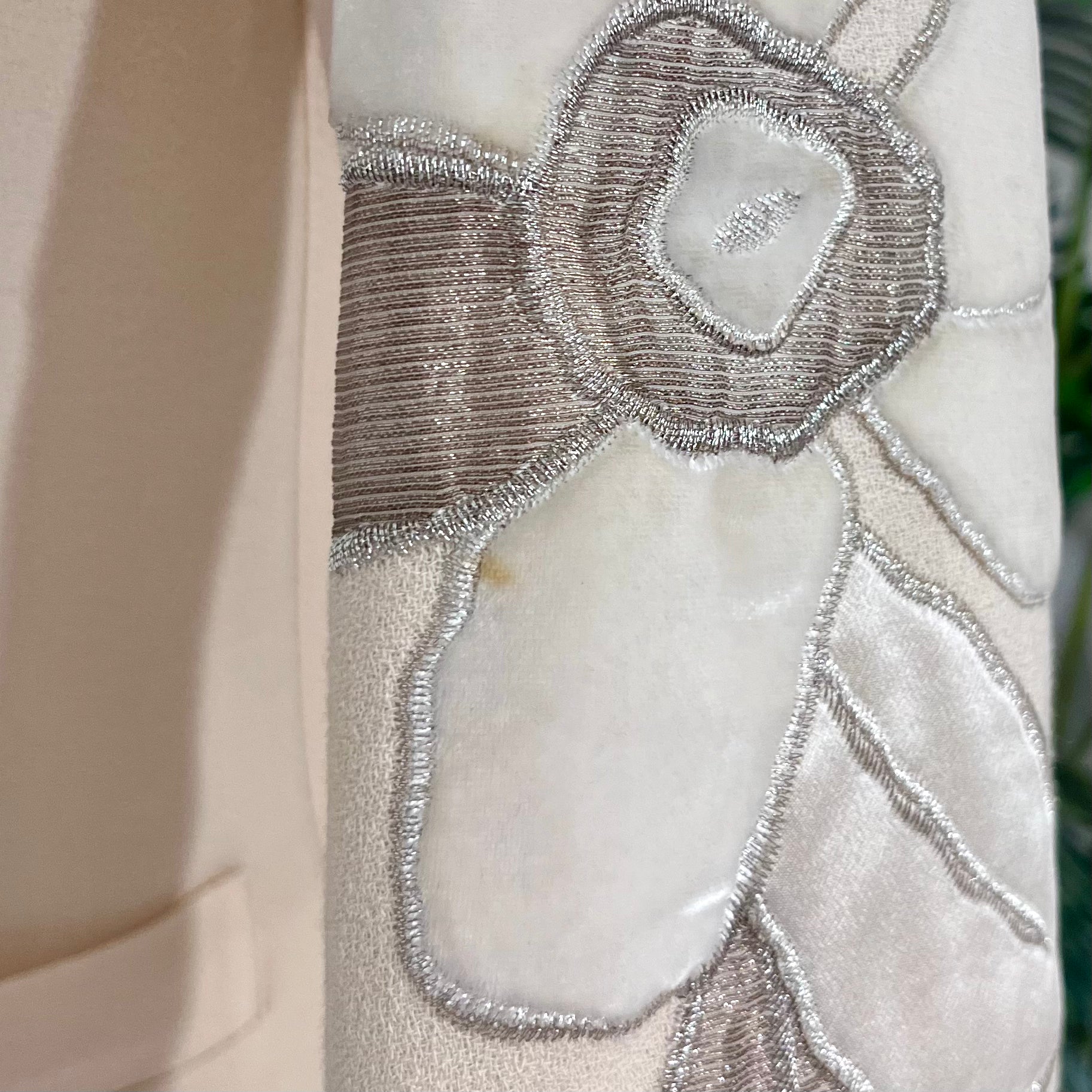 John Galliano Cream Wool Classic Jacket with Floral Embroidered Appliqués