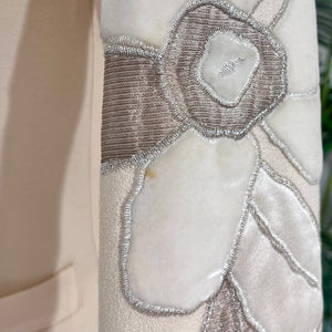 John Galliano Cream Wool Classic Jacket with Floral Embroidered Appliqués