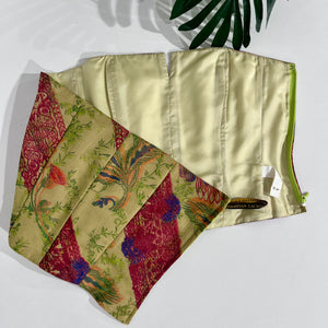 Christian Lacroix Vintage Green & Burgundy Floral Silk Strapless Corset Top