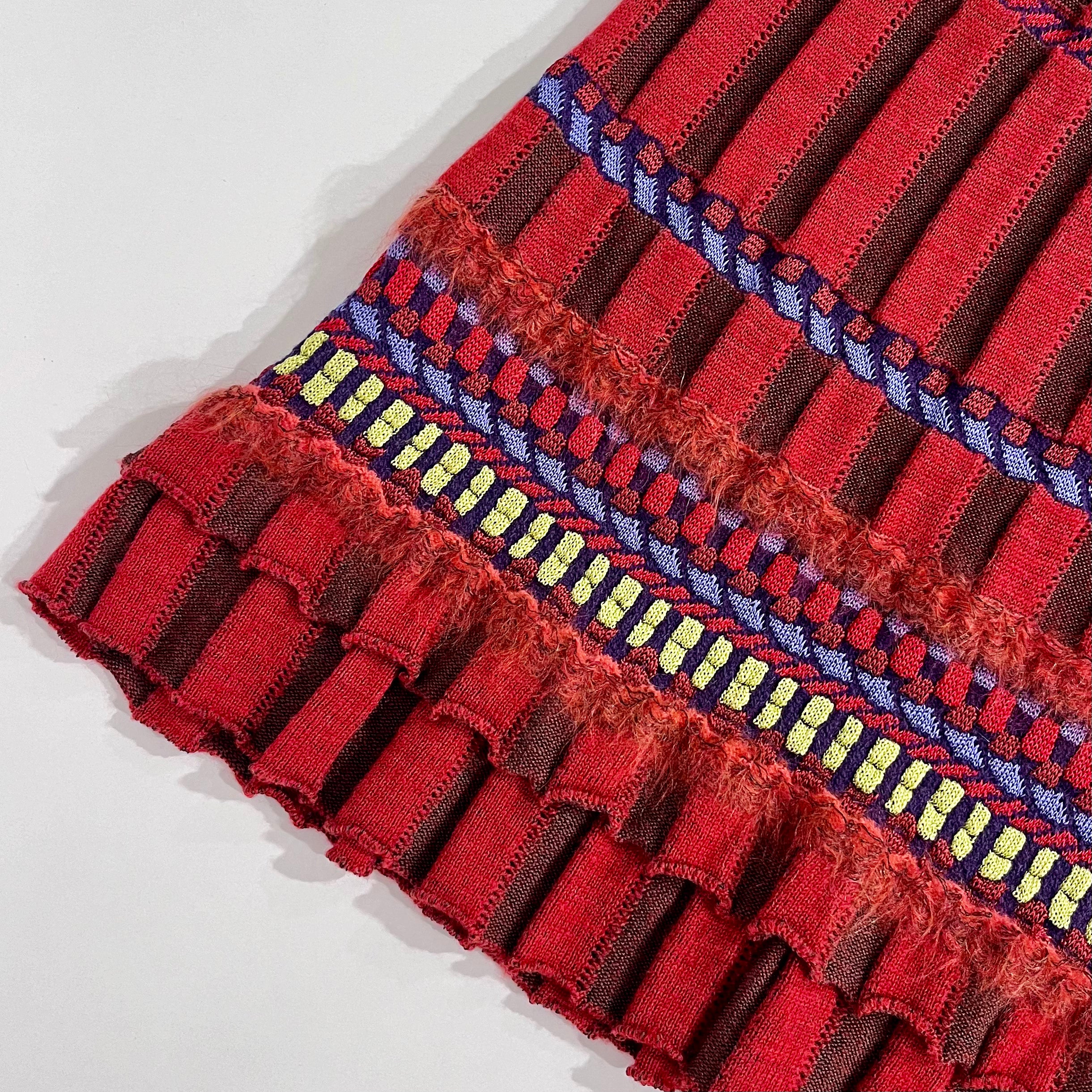 Christian Lacroix Vintage Rust Red & Brown Stripe Knit Skirt