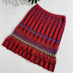 Christian Lacroix Vintage Rust Red & Brown Stripe Knit Skirt