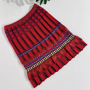 Christian Lacroix Vintage Rust Red & Brown Stripe Knit Skirt