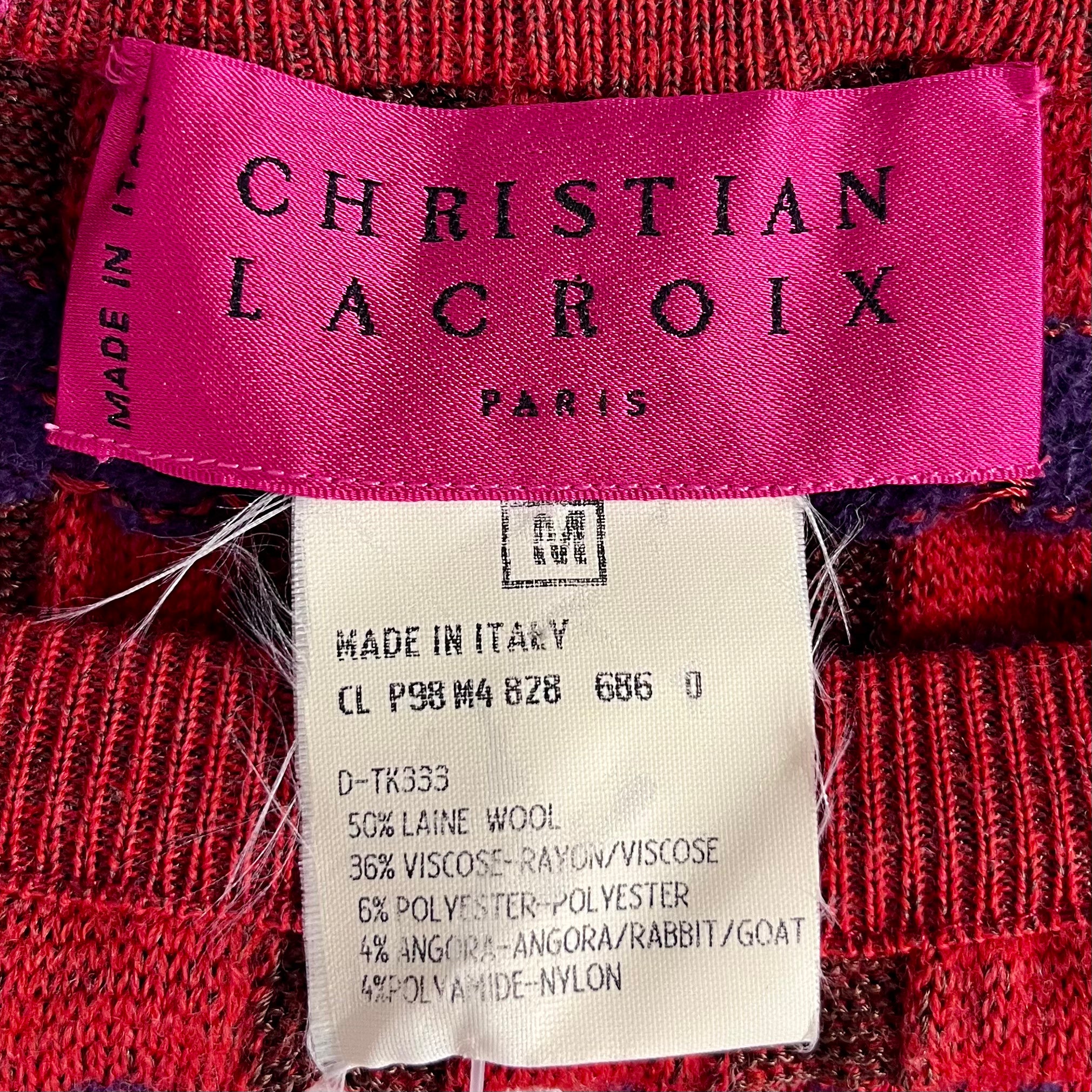 Christian Lacroix Vintage Rust Red & Brown Stripe Knit Skirt