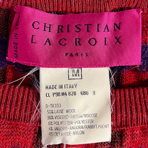 Christian Lacroix Vintage Rust Red & Brown Stripe Knit Skirt