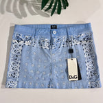NWT D&G Light Blue Bandana Print Mini Skirt