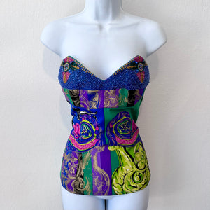 Baroque Print Jewel Tone Versace Bustier