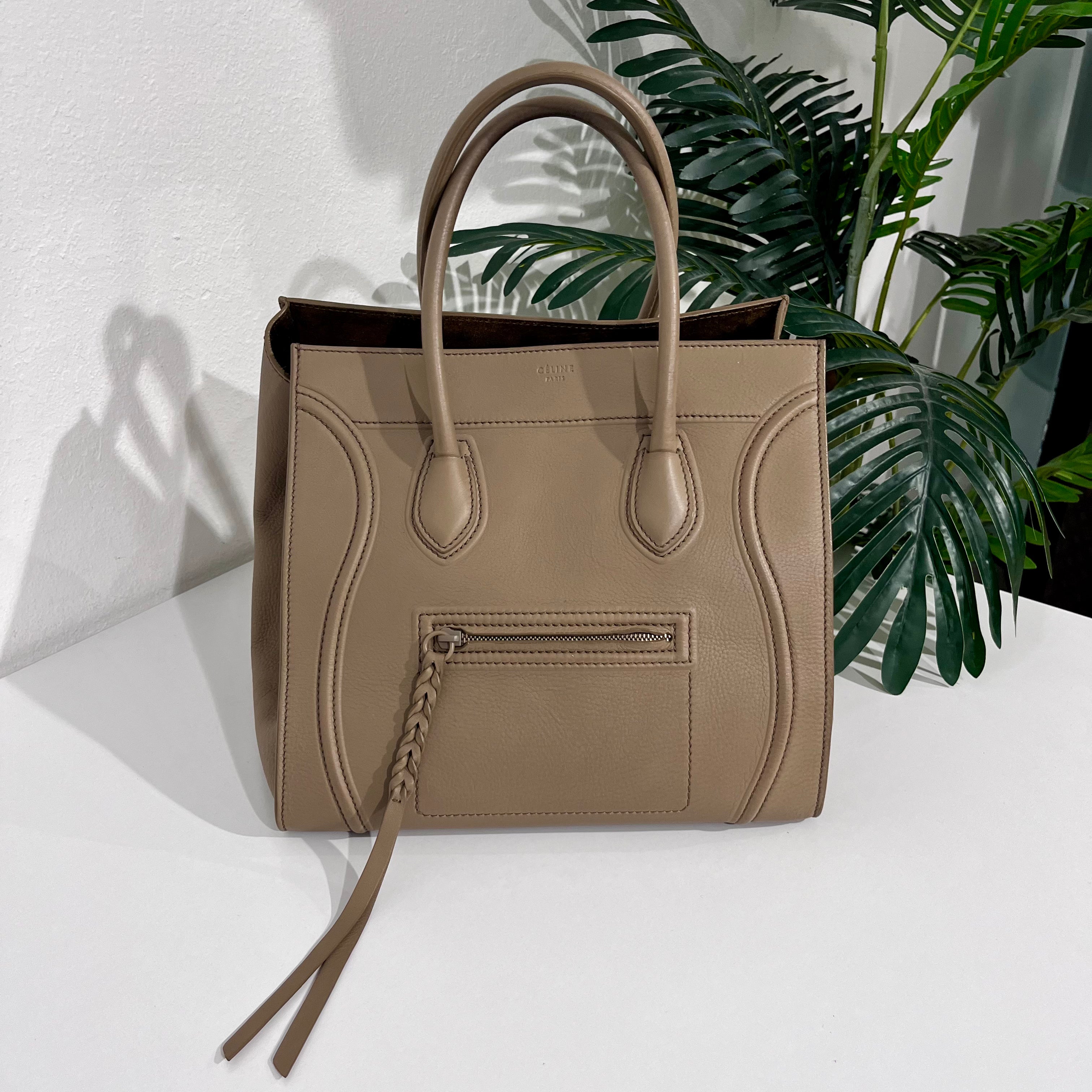 Celine Olive Grey Medium Phantom Luggage Tote