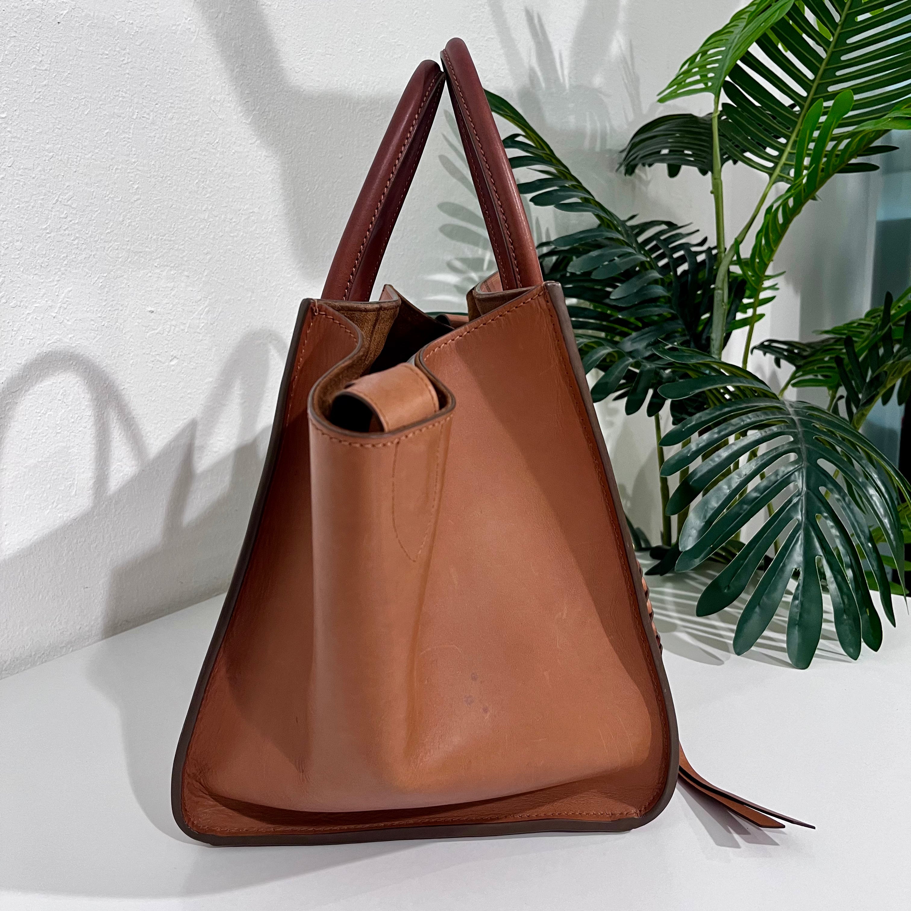 Celine Cognac Brown Medium Phantom Luggage Tote