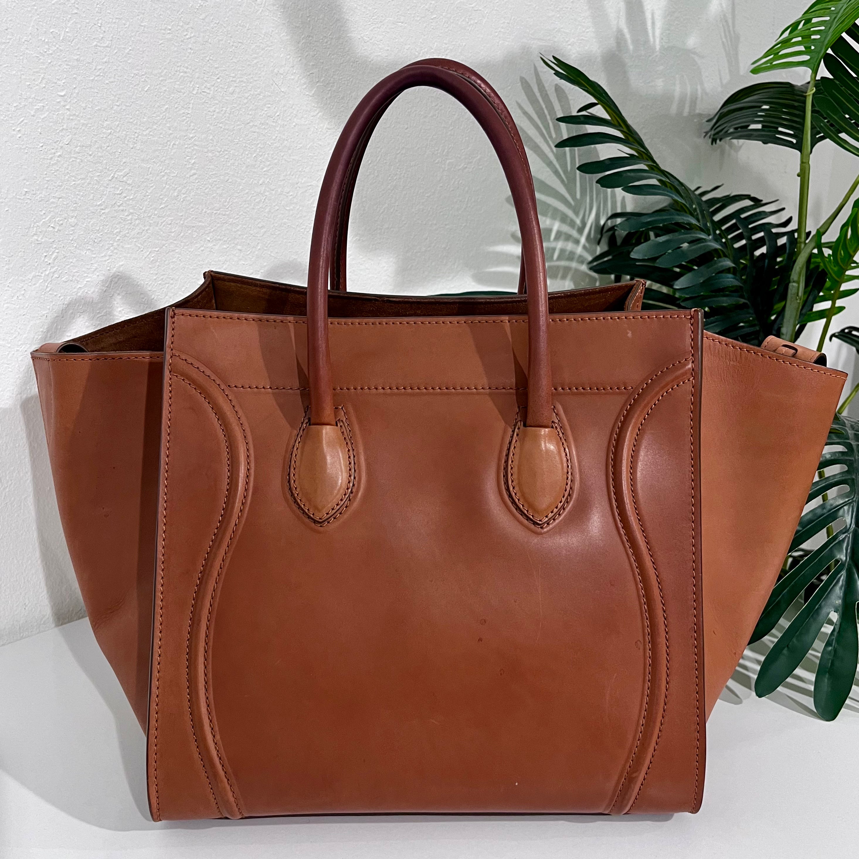 Celine Cognac Brown Medium Phantom Luggage Tote