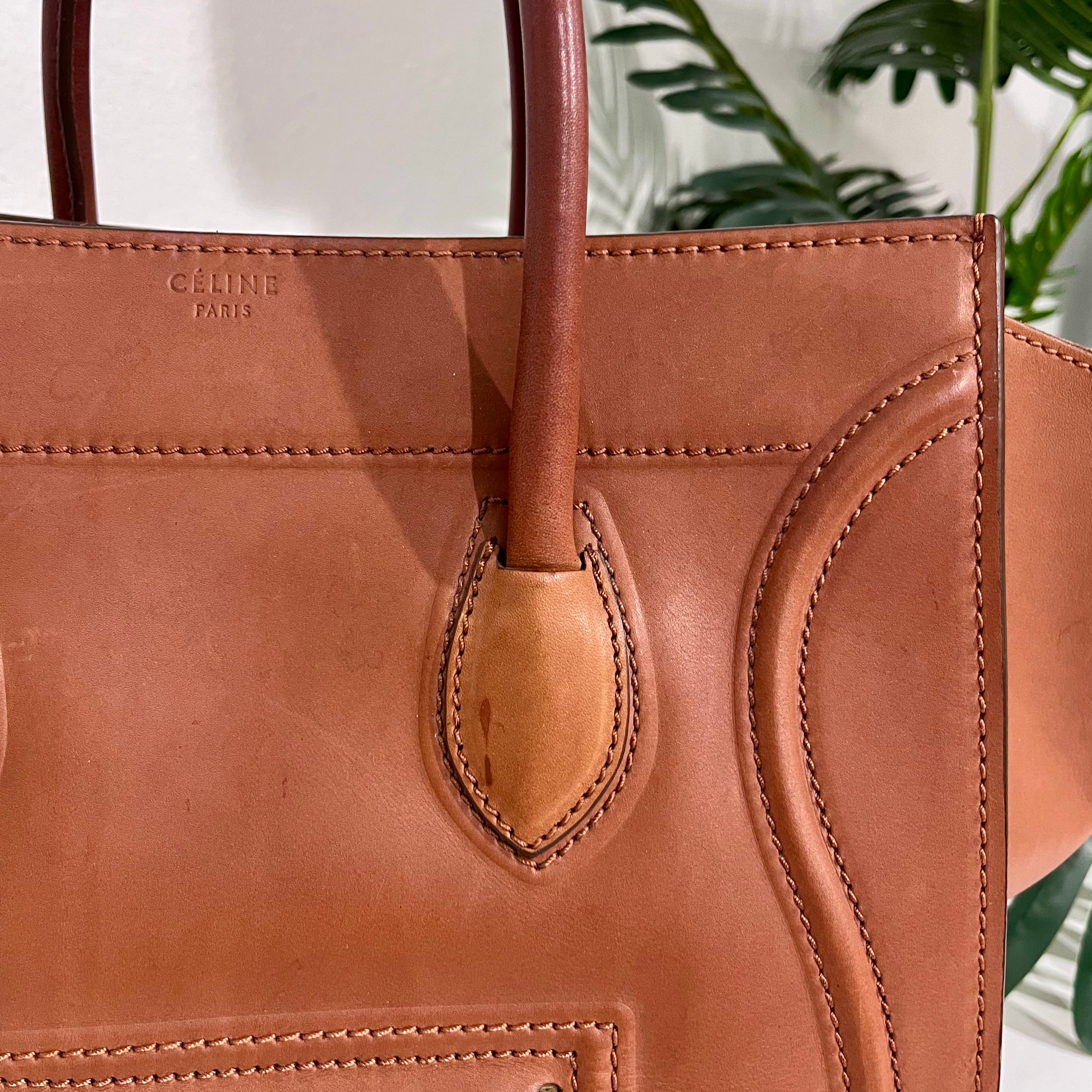 Celine Cognac Brown Medium Phantom Luggage Tote