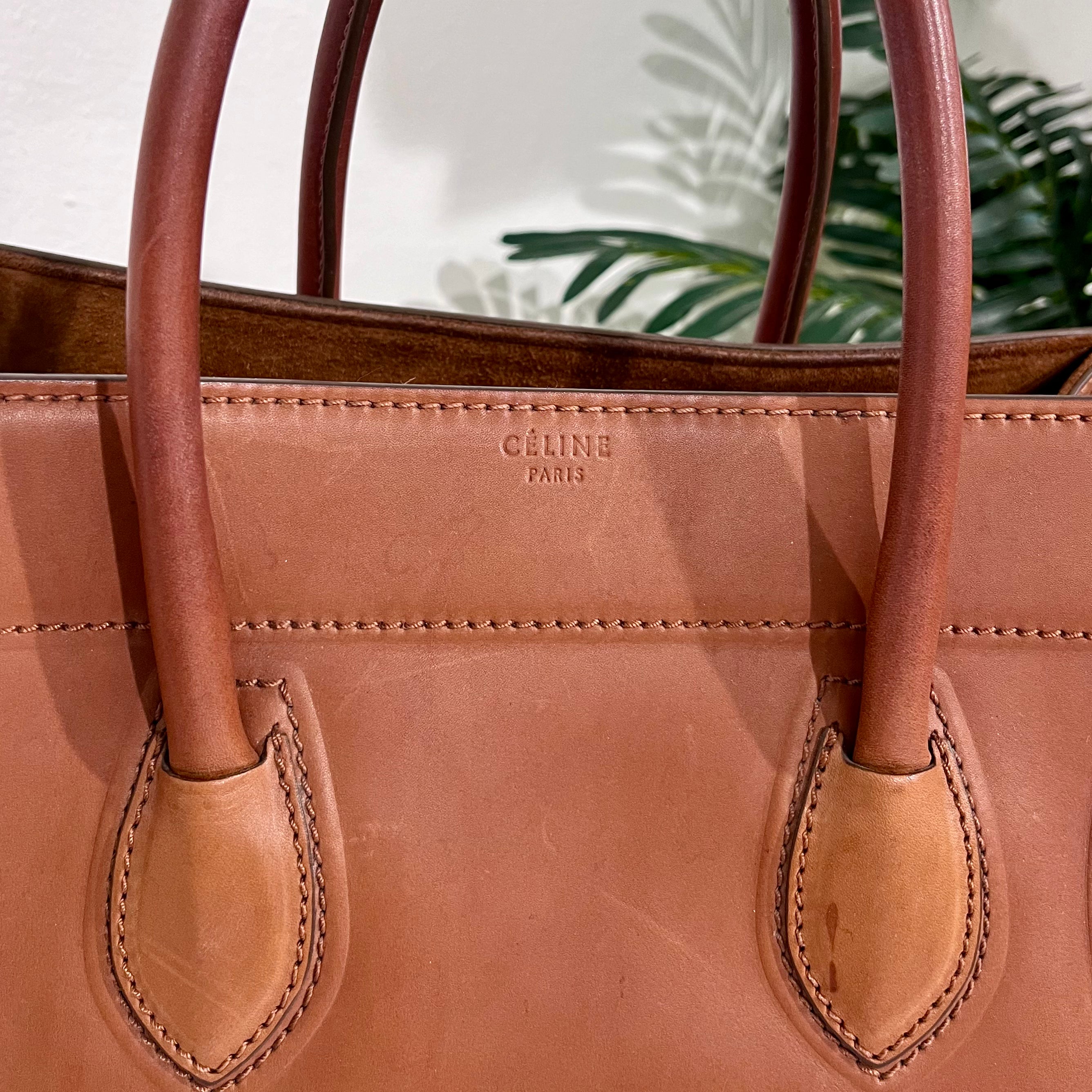 Celine Cognac Brown Medium Phantom Luggage Tote