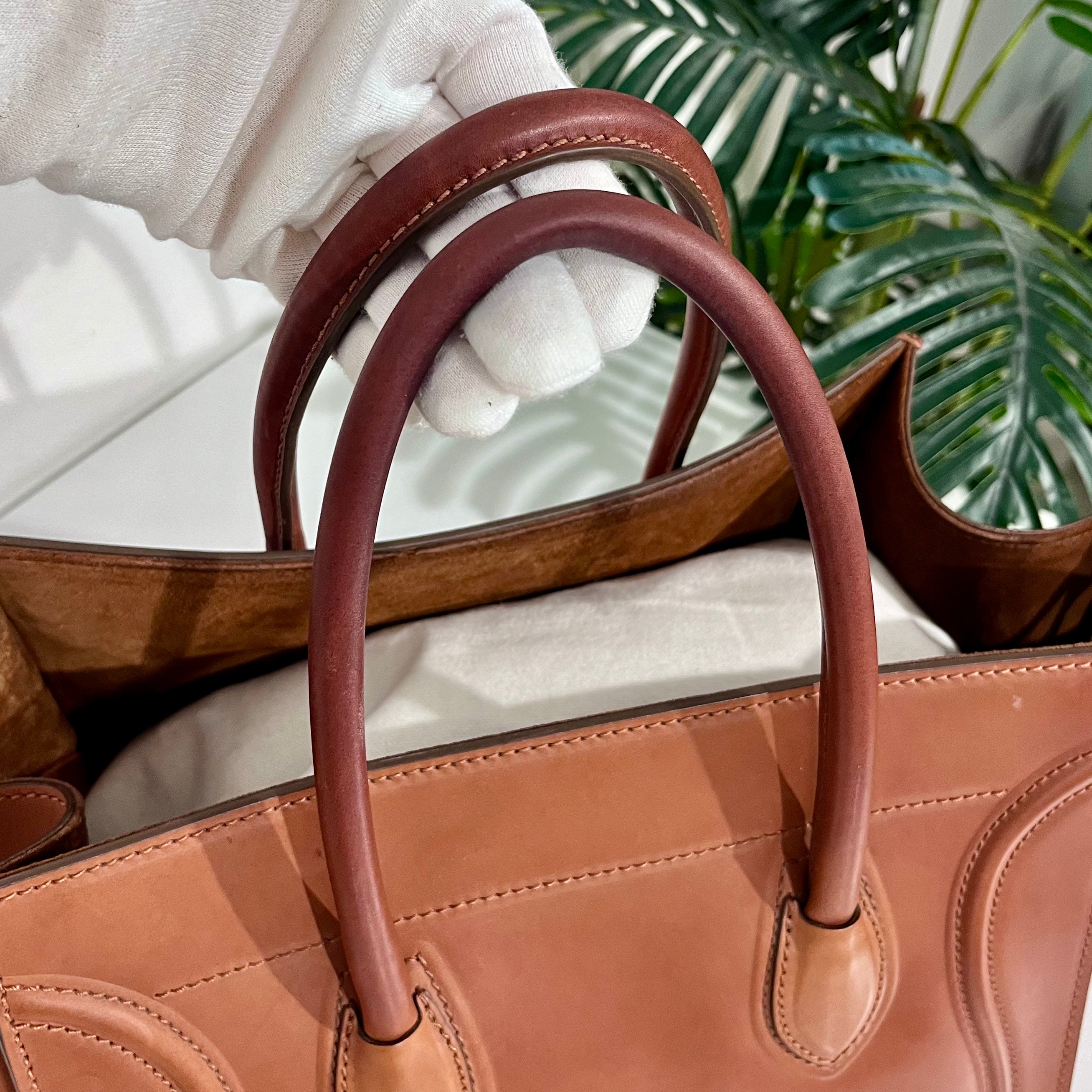 Celine Cognac Brown Medium Phantom Luggage Tote