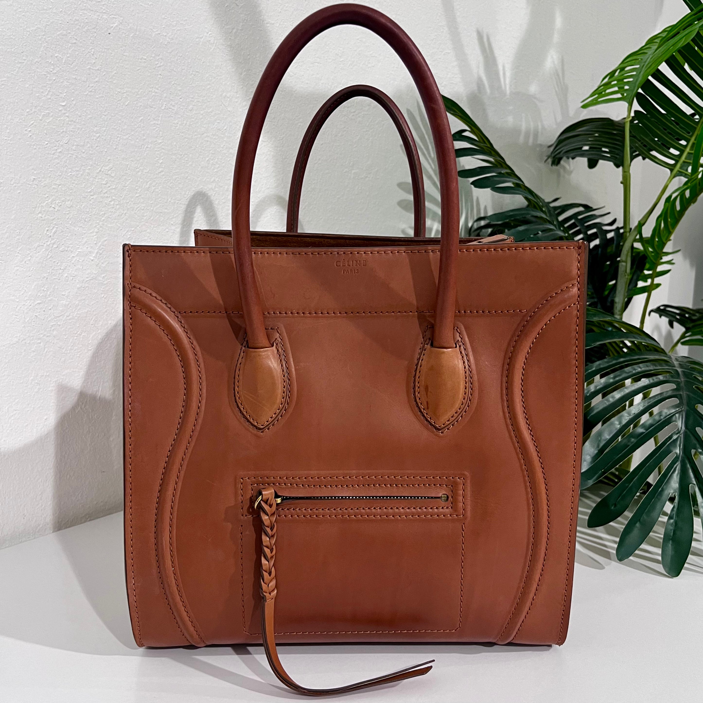 Celine Cognac Brown Medium Phantom Luggage Tote