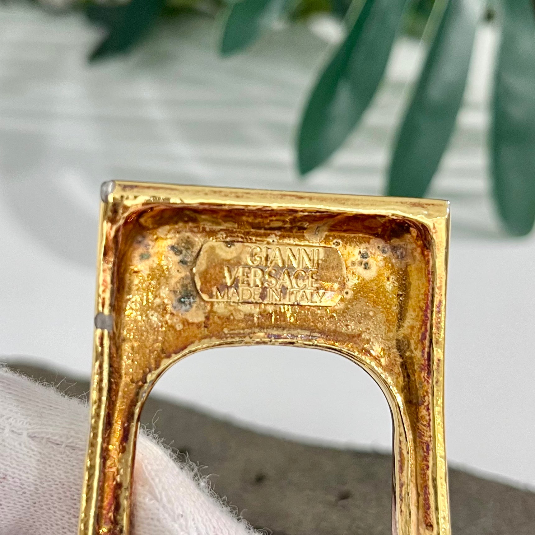 Vintage Gianni Versace Red & Gold Baroque Silk Belt with Medusa Medallions