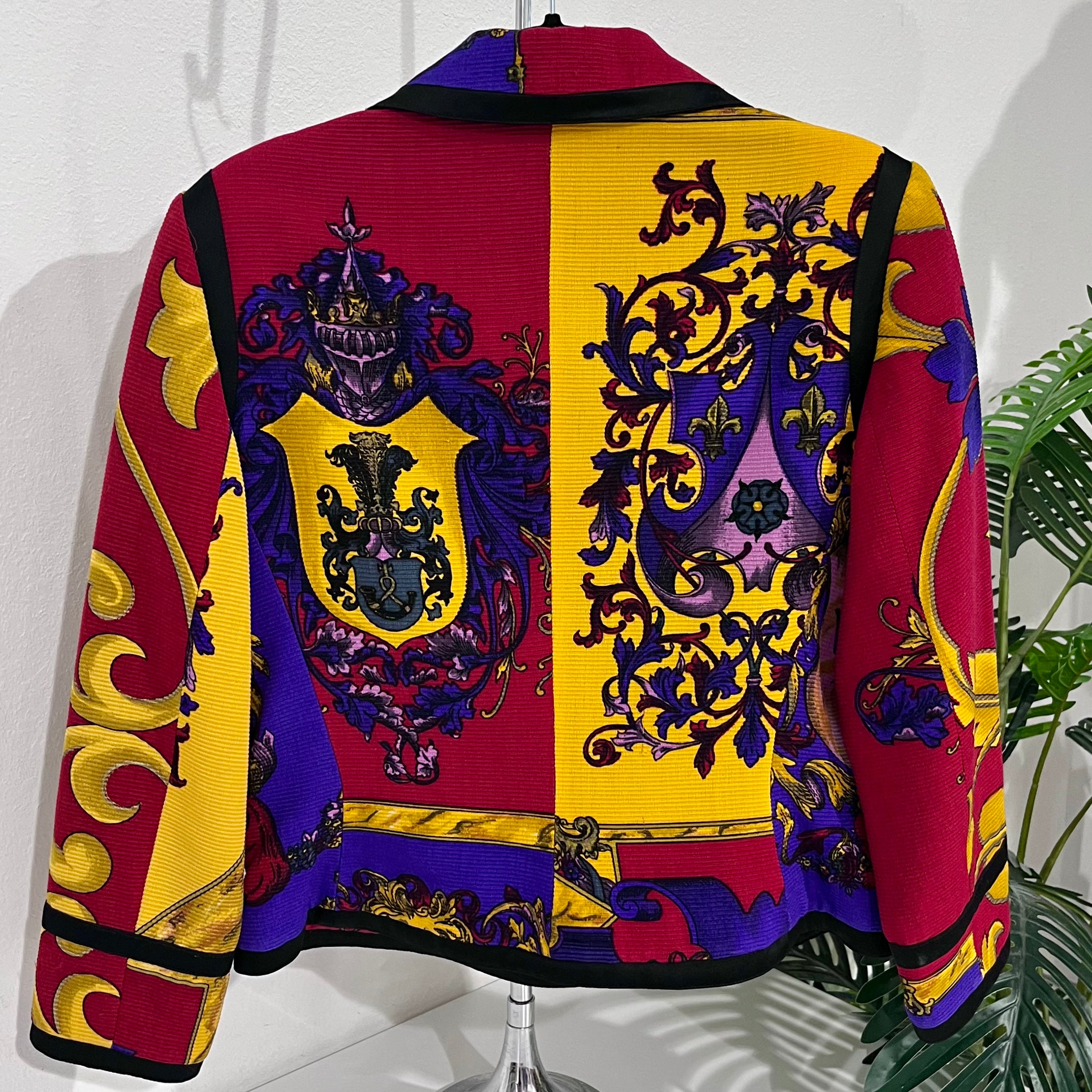 Vintage Versus by Versace Red & Gold Baroque Print Classic Jacket