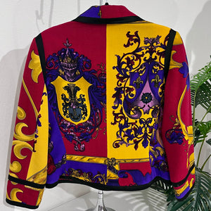 Vintage Versus by Versace Red & Gold Baroque Print Classic Jacket