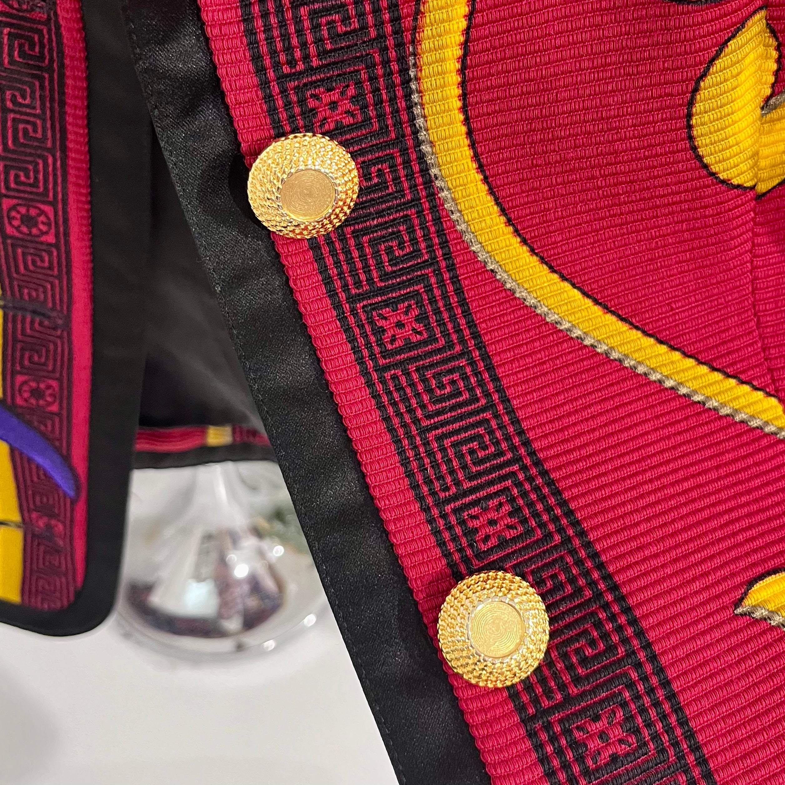 Vintage Versus by Versace Red & Gold Baroque Print Classic Jacket