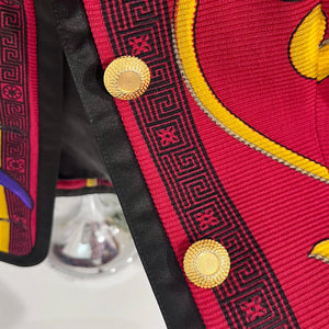 Vintage Versus by Versace Red & Gold Baroque Print Classic Jacket