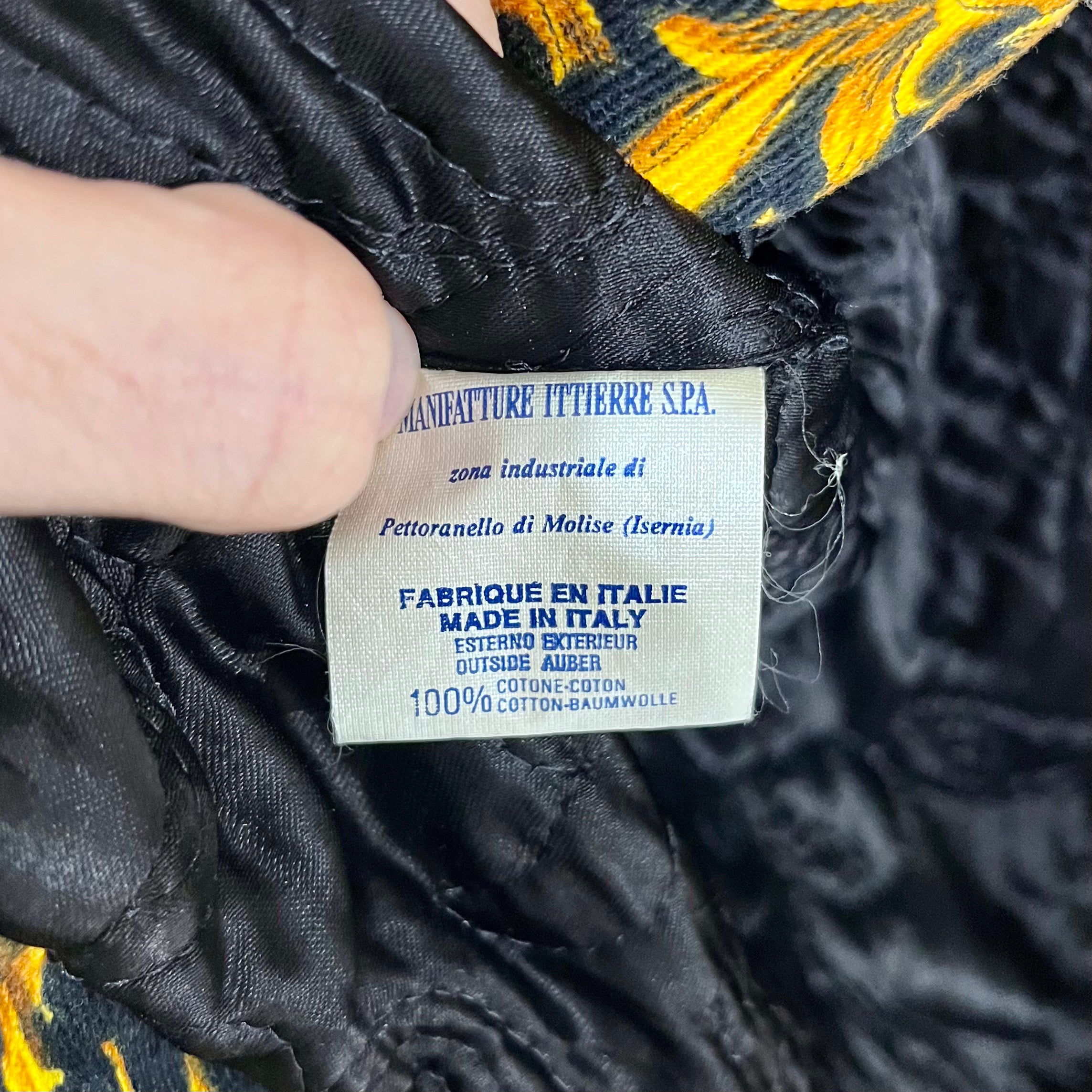 Vintage Versace Jeans Couture Black & Gold Baroque Cropped Denim Jacket
