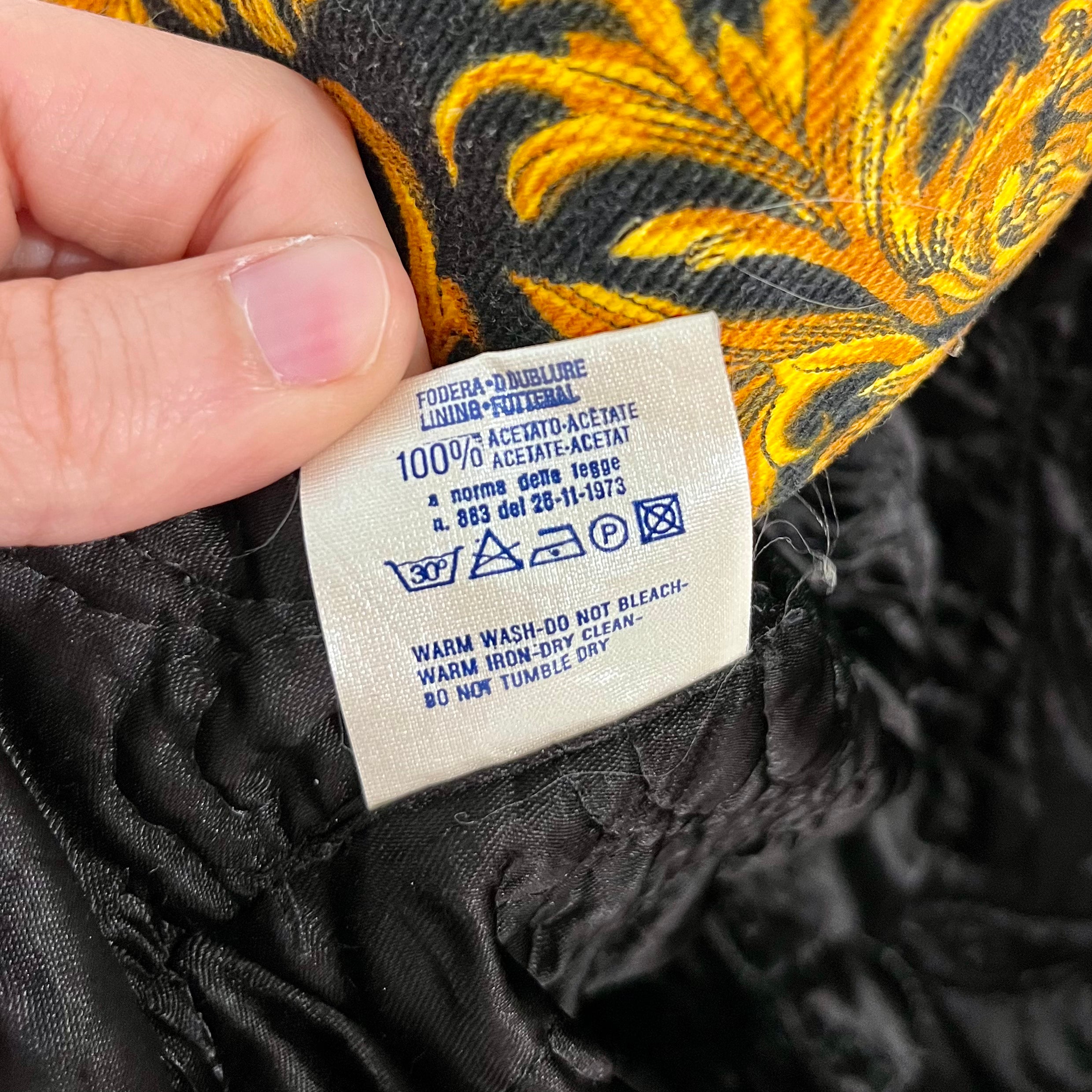 Vintage Versace Jeans Couture Black & Gold Baroque Cropped Denim Jacket
