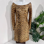 Vintage Patrick Kelly Metallic Gold Leopard Print Mini Dress