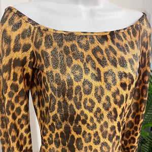 Vintage Patrick Kelly Metallic Gold Leopard Print Mini Dress