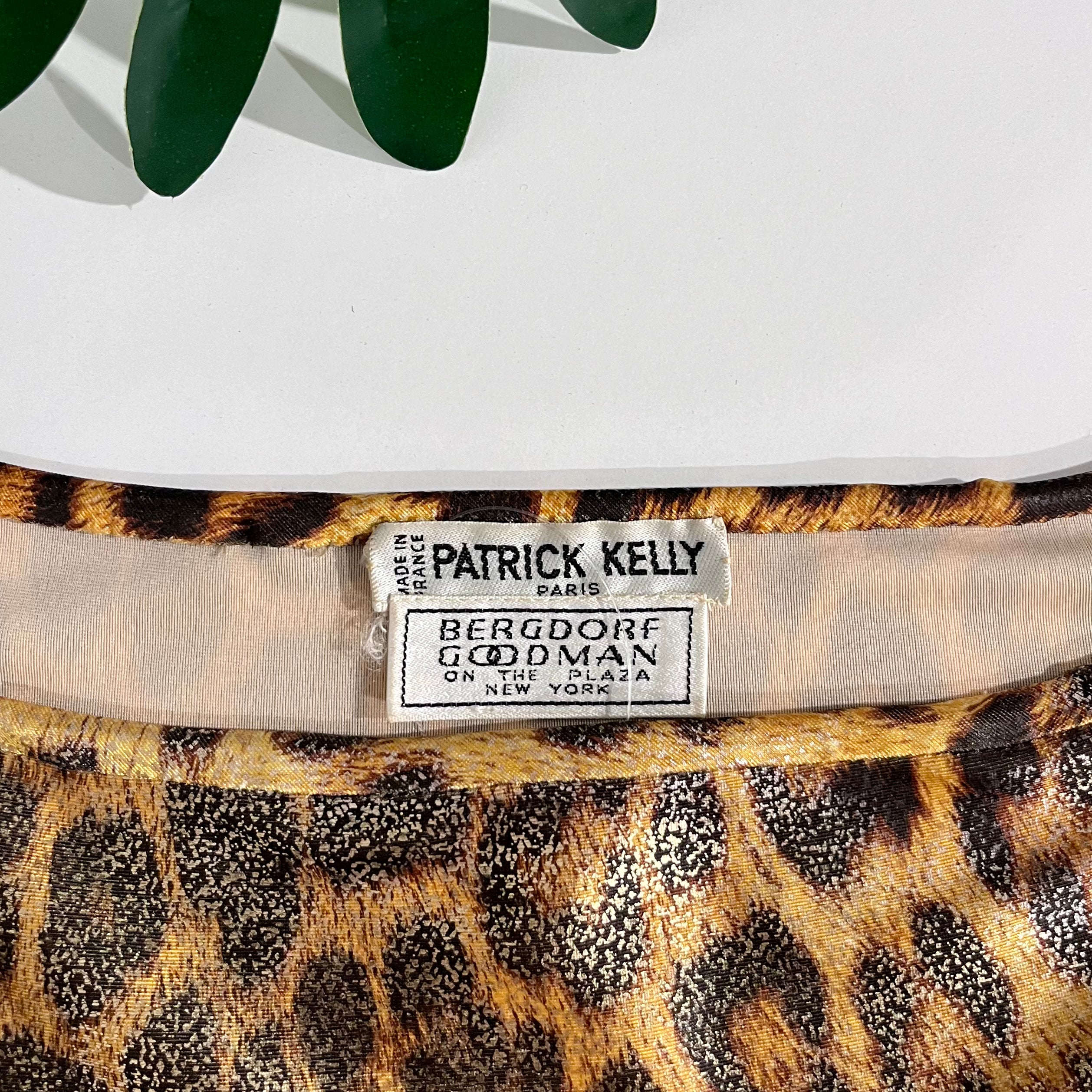 Vintage Patrick Kelly Metallic Gold Leopard Print Mini Dress