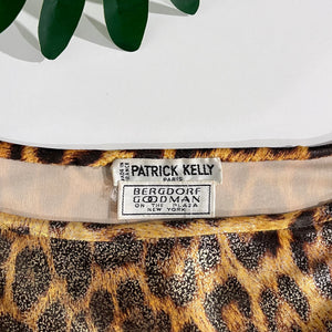 Vintage Patrick Kelly Metallic Gold Leopard Print Mini Dress