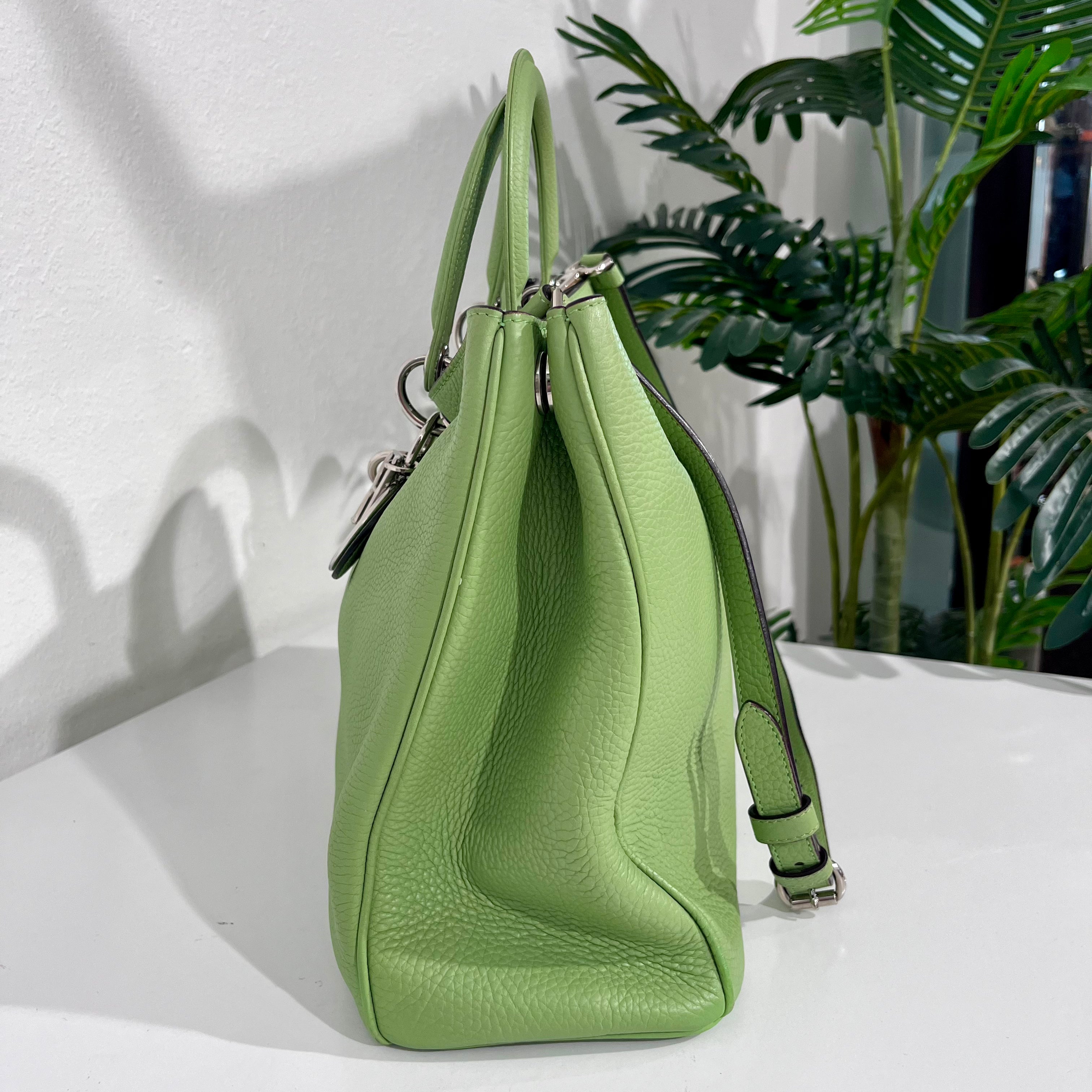 Christian Dior Large Light Green Leather Diorissimo Shopper Tote
