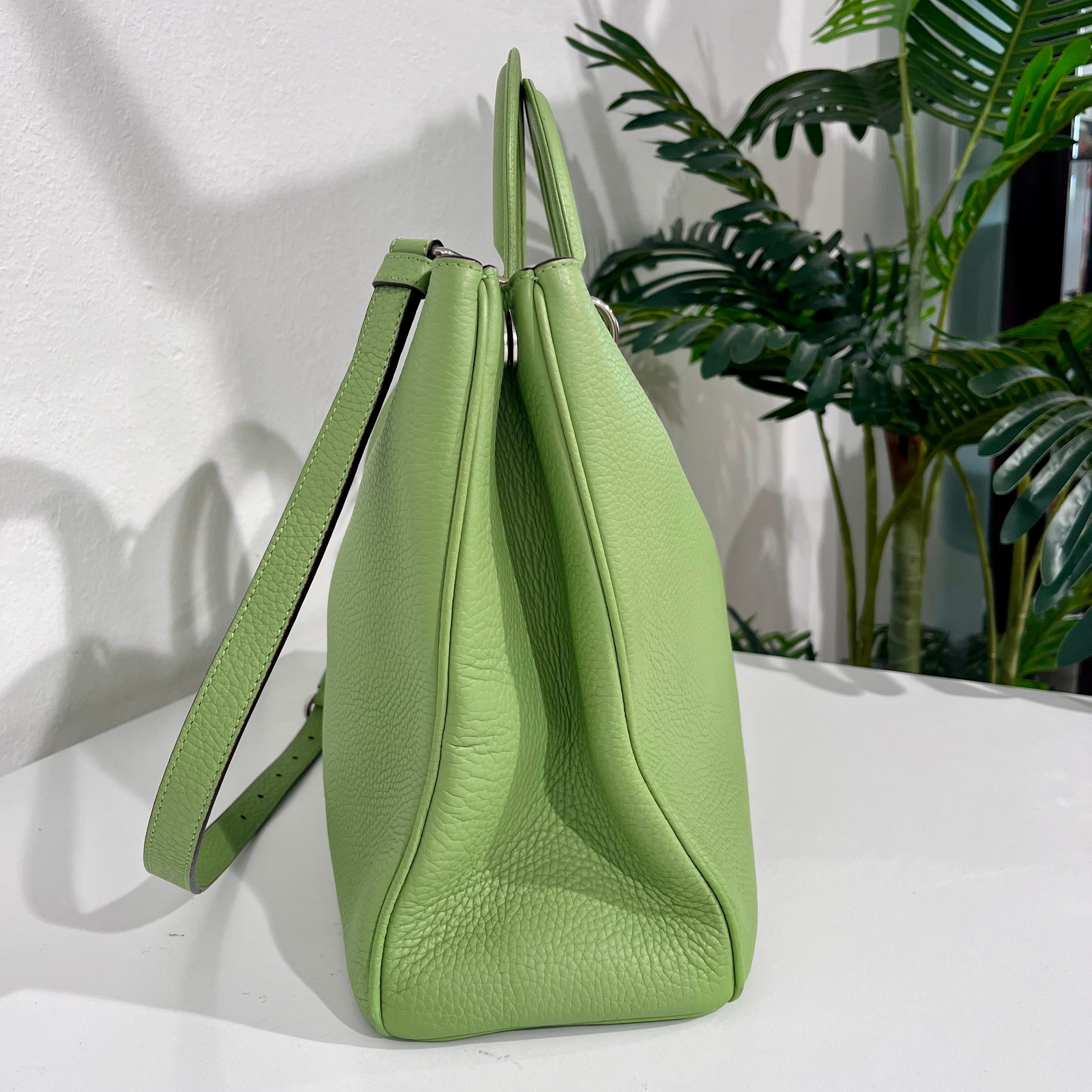 Christian Dior Large Light Green Leather Diorissimo Shopper Tote