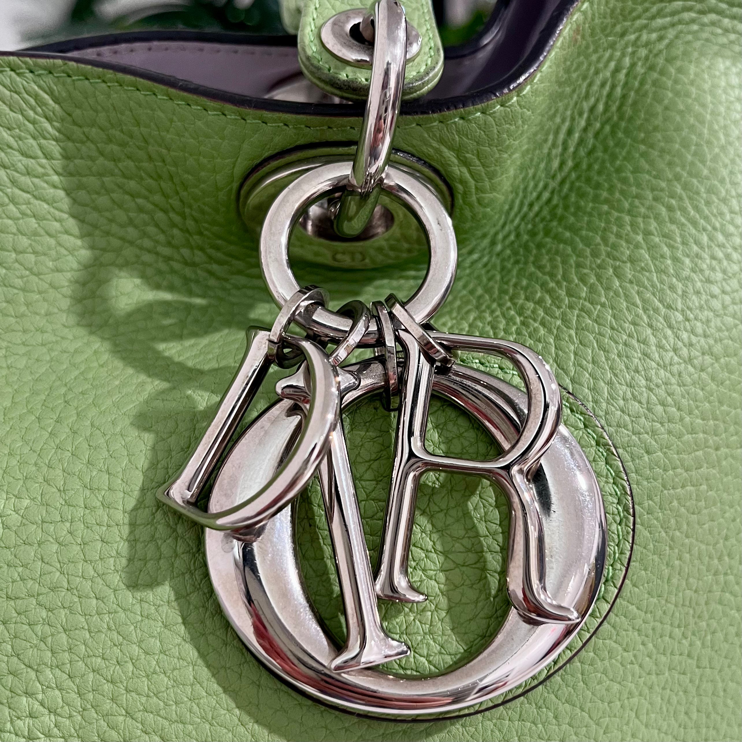 Christian Dior Large Light Green Leather Diorissimo Shopper Tote