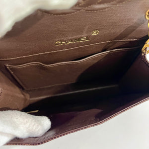 Chanel Vintage Brown Lizard Skin & Gold CC Logo Envelope Flap Bag