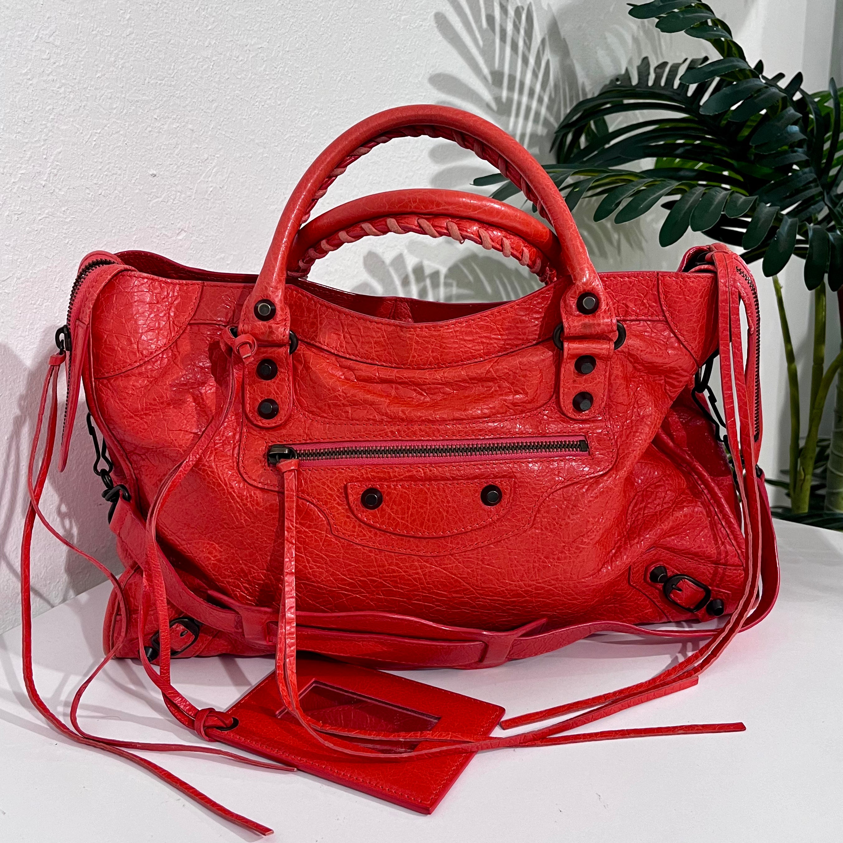 Balenciaga Coral Pink / Orange Lambskin Leather Classic City Bag
