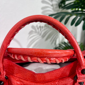 Balenciaga Coral Pink / Orange Lambskin Leather Classic City Bag
