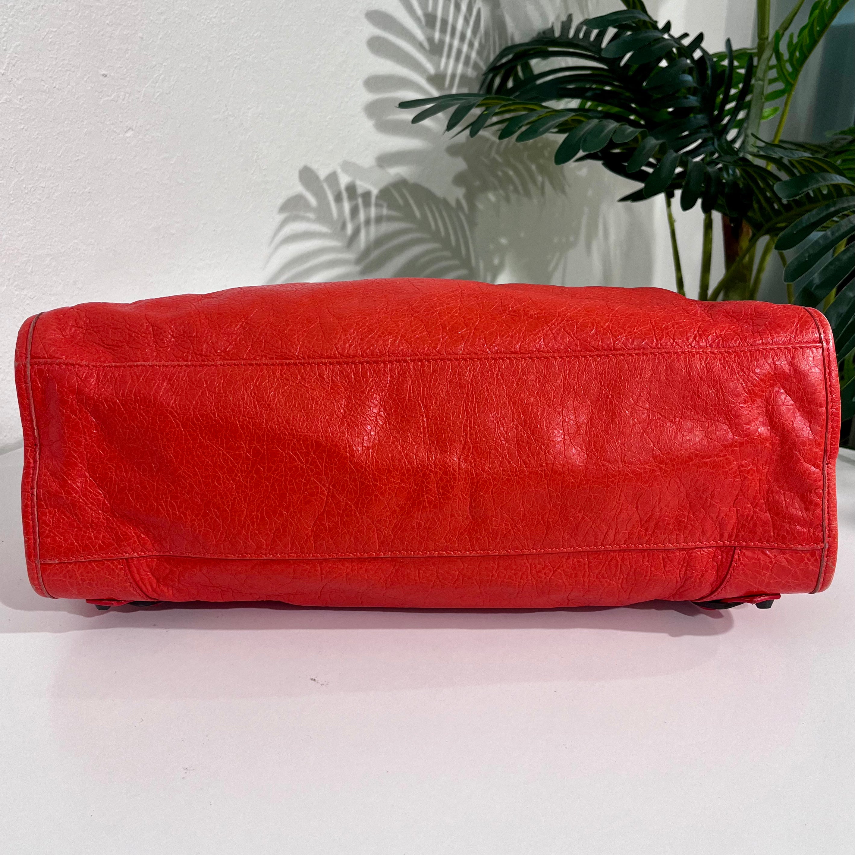 Balenciaga Coral Pink / Orange Lambskin Leather Classic City Bag