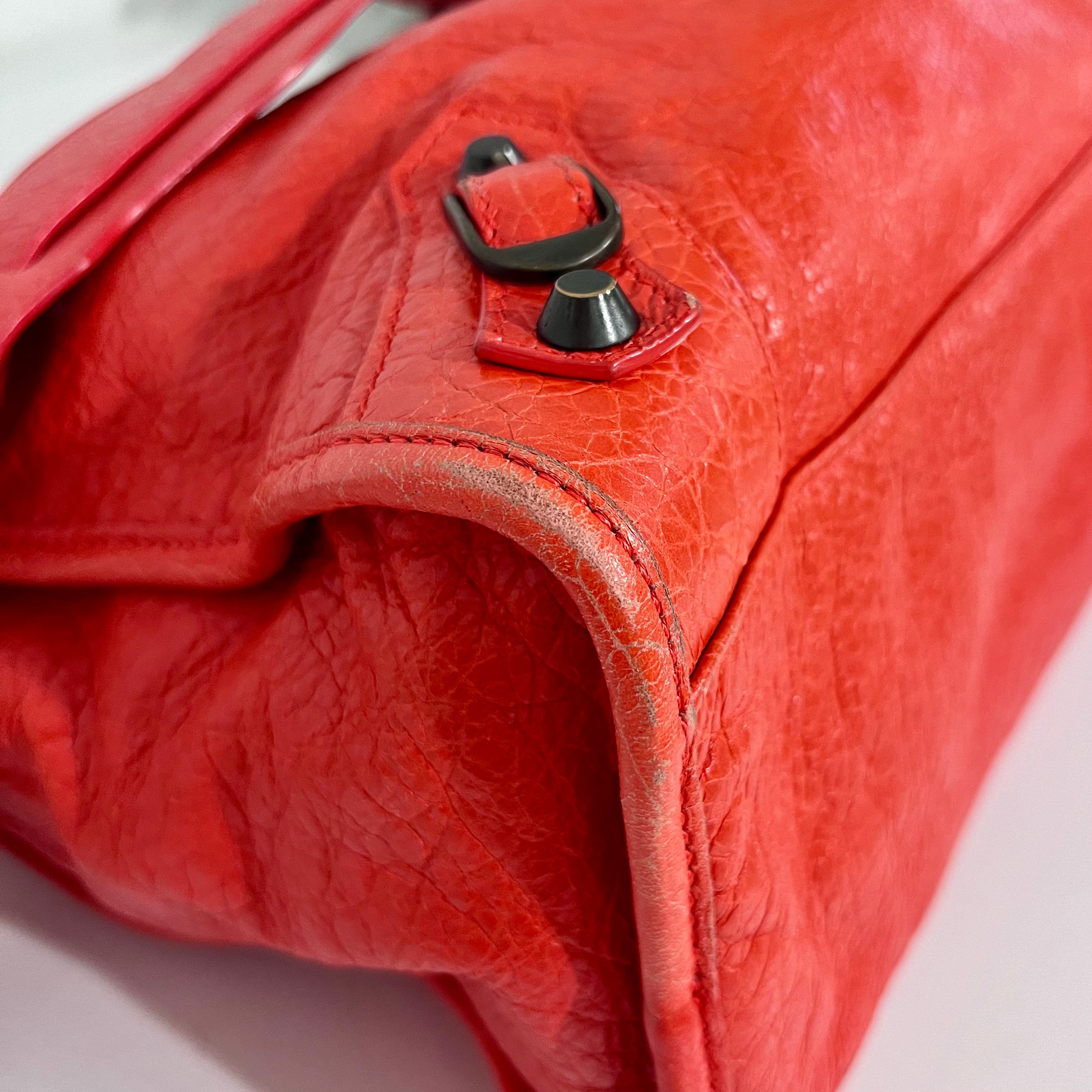 Balenciaga Coral Pink / Orange Lambskin Leather Classic City Bag