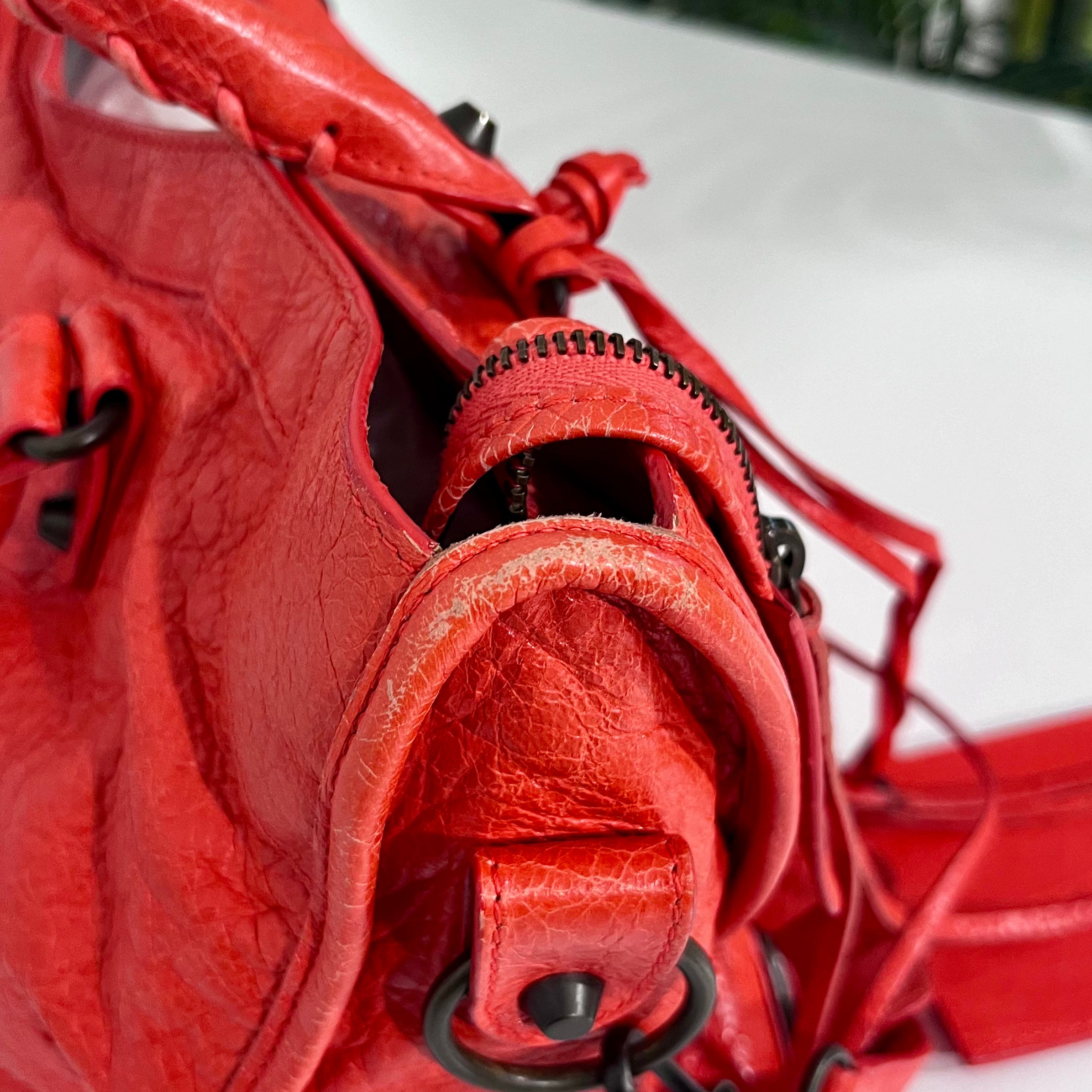 Balenciaga Coral Pink / Orange Lambskin Leather Classic City Bag