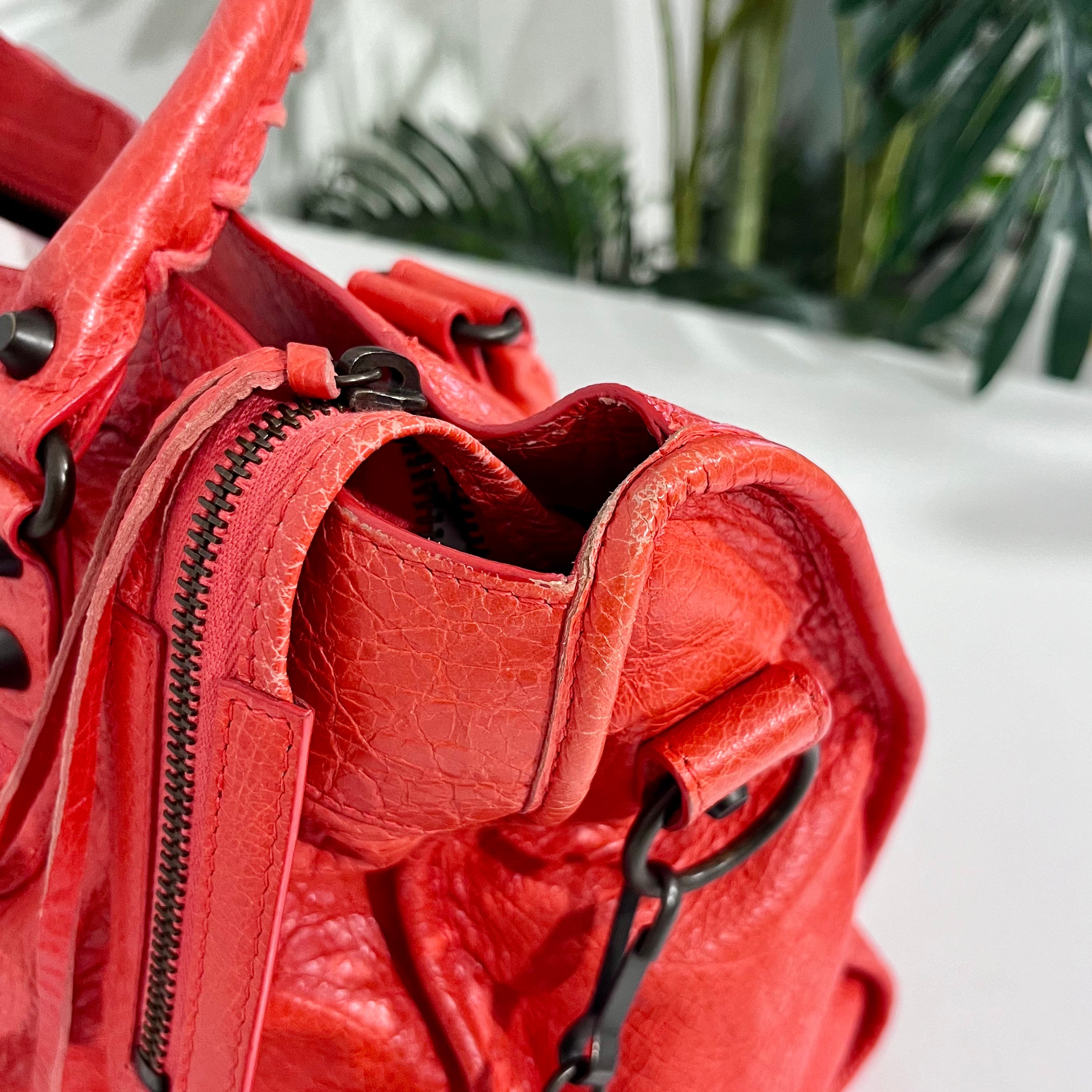 Balenciaga Coral Pink / Orange Lambskin Leather Classic City Bag