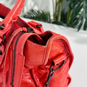 Balenciaga Coral Pink / Orange Lambskin Leather Classic City Bag
