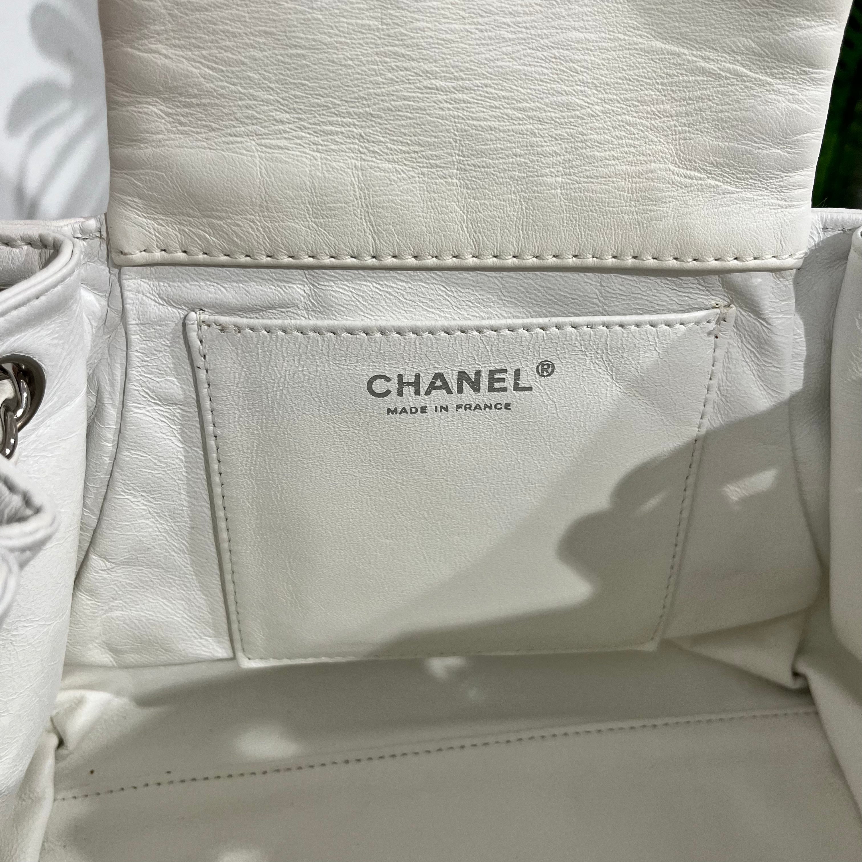 Chanel White Lambskin Sensual CC Accordion Flap Bag