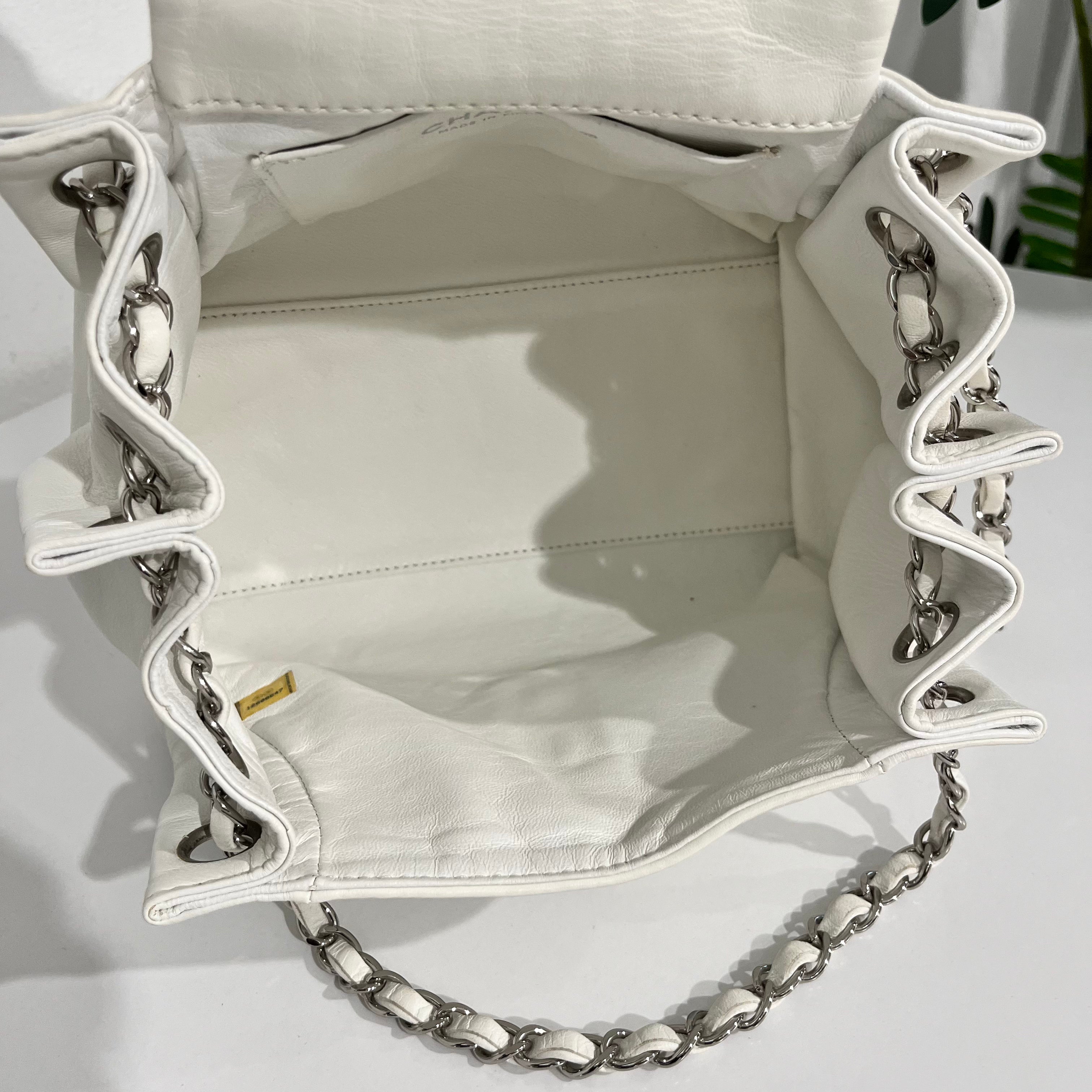 Chanel White Lambskin Sensual CC Accordion Flap Bag