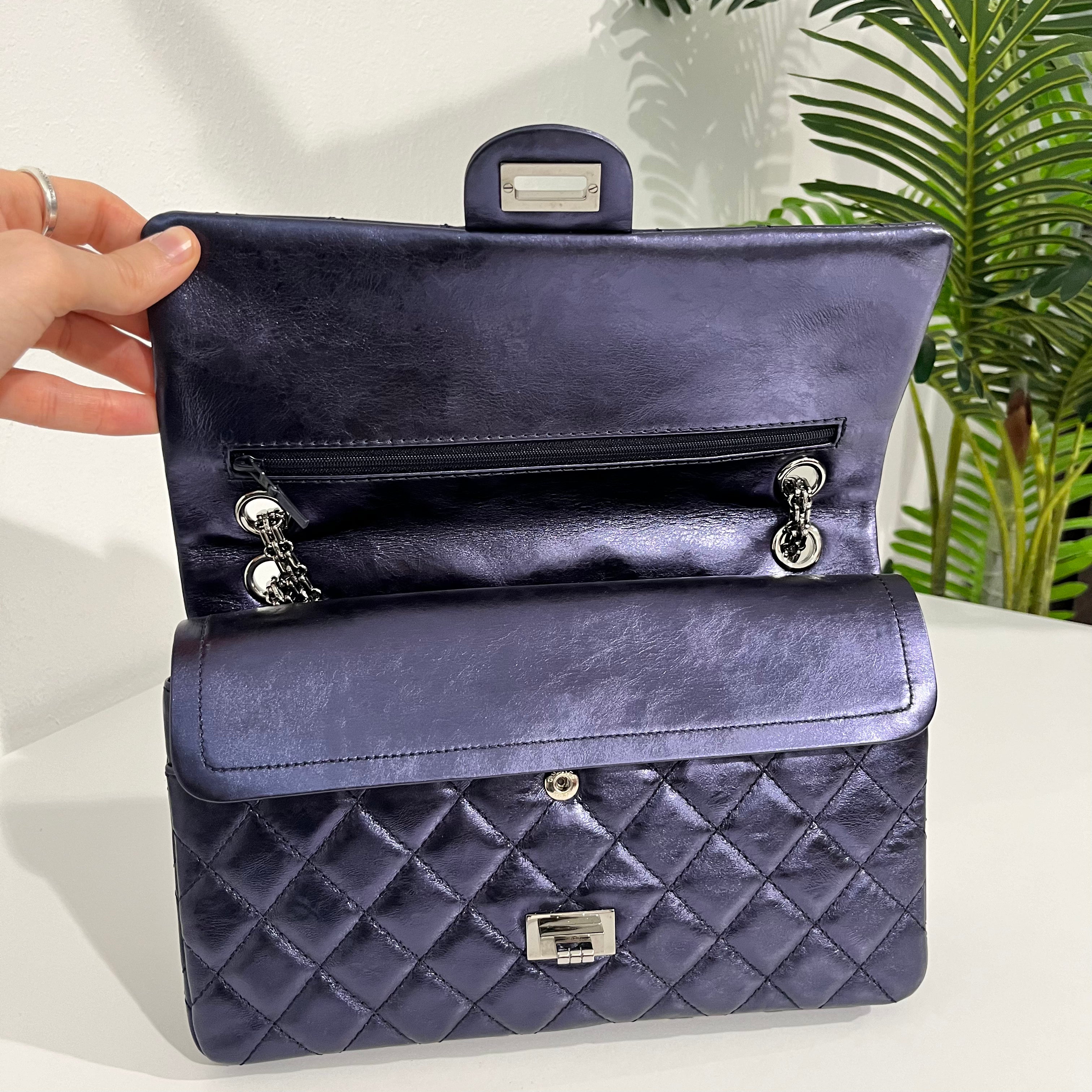 Chanel Metallic Indigo Calfskin 2.55 Reissue 226 Double Flap Bag