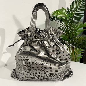 Chanel Metallic Silver Nylon 31 Rue Cambon Drawstring Tote