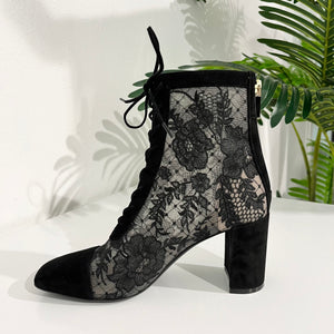 Dior Black Embroidered Mesh Ankle Boots