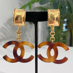 Chanel Tortoise CC Drop Clip Earrings