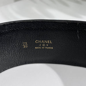 Chanel Wide Black Leather Charm Belt