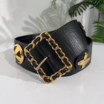 Chanel Wide Black Leather Charm Belt